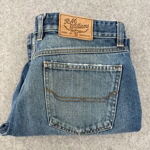 R.M Williams Men's Jeans 33R 34x31 Med Blue Straight Leg TJ117 Made In Australia